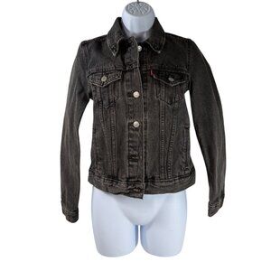 Levi Strauss & Company Women's Original‎ Washed Black Denim Trucker Jacket Sz XS